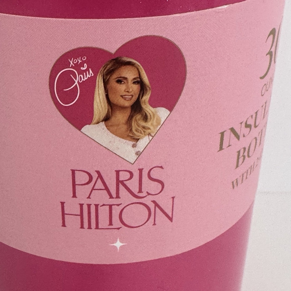 Paris Hilton 30oz Pink‎ Shimmer Insulated Water Bottle Tumbler 2 In 1 Lid - Picture 6 of 10